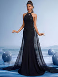 Luxury Black Beaded Sequin Embroidered Mermaid Evening Dress