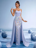 Elegant Light Purple Ombre Evening Gown